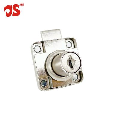 China Industrial JS Brand Hardware Furniture Desk Fold Key 136-16 Nickel Plated Iron Drawer Lock for sale