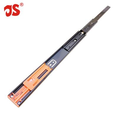 China Factory Black Heavy Duty 3 Fold+Full Extension 3 Fold Full Extension Telescopic Drawer Slide Color Ball Bearing Soft Narrow Rail for sale