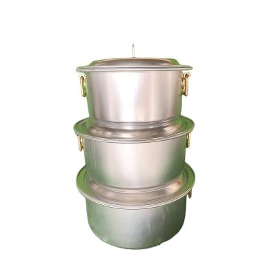 China African Sustainable Quality Large Heavy Duty Aluminum Cooking Pot , Stainless Steel Handle Aluminum Cooking Set for sale