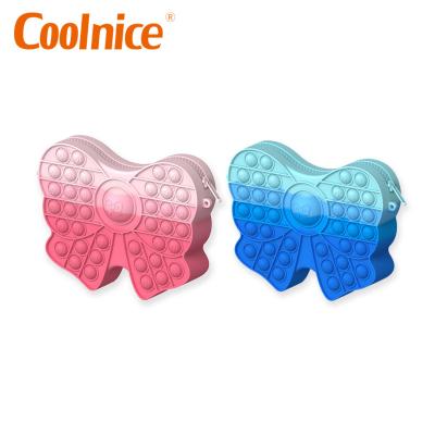 China Stocked Kids Silicone Kids Color Cartoon Pop Bag Pastel Bouncing Person Toys Bubble Snap Bag for sale