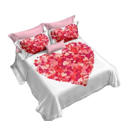 China Disposable Love Heart Duvet Cover Set Modern Bear Comforter Covers Soft Romantic Bedding Sets Valentine's Day For Girls Women Bedroom Decor for sale