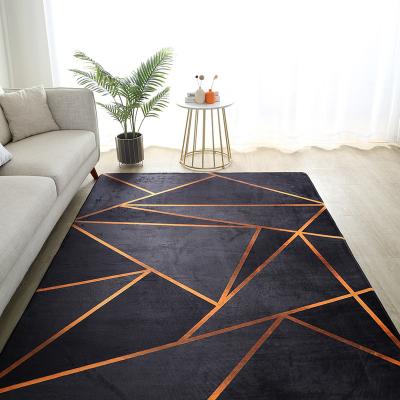 China Stain Resistant Geometric Rug For Living Room Velvet Blanket Kids Bedroom Bedside Blankets Soft Square Rugs Home Sofa Table Decor Mat for sale