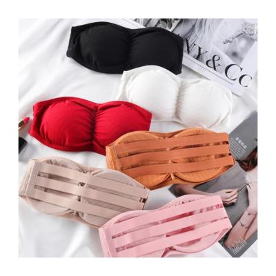 China Strapless Padded Seamless Wrap Chest Women Underwear Antibacterial Sports Bra Tube Wireless Bandeau Top Bra for sale