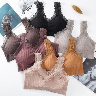 China Women's Antibacterial Source Beauty Strapless Chest Bra Seamless Lace Strapless Vest Lace Up Bra Tube Top for sale