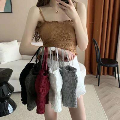 China QUICK DRY makers head adjustable yarn suspender vest nerd tube vintage top pleated tank top chest wrap girl for sale