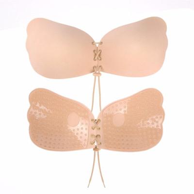 China Spandex Invisible Bra/E-F Big Size Nylon Silicone Breast Stickers Chest Stickers Silicone Pull Rope Band Trade Bra For Women for sale