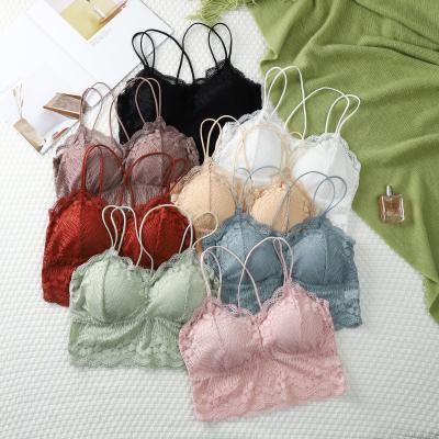 China QUICK DRY Young Girls Strapless Leak Proof Halter Chest Strapless Underwear Set Wrap Pad Beautiful Back Women Lace Up Tube Top for sale