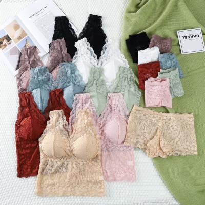 China Antibacterial New Girls Beautiful Back Wrapped Strapless Without Care Steel Tube Ring Women Bra Lace Chest Wrap Top Set for sale