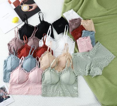 China New Antibacterial Girls Beautiful Back Wrapped Strapless No Steel Ring Nursing Women Lace Up Tube Top Bra Sets for sale