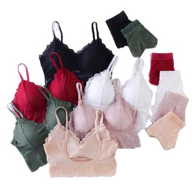 China Wholesale Soft Ladies QUICK DRY U Back Beauty Bra Lace Girl Back Wrapped Women Tube Top Panty Sets for sale