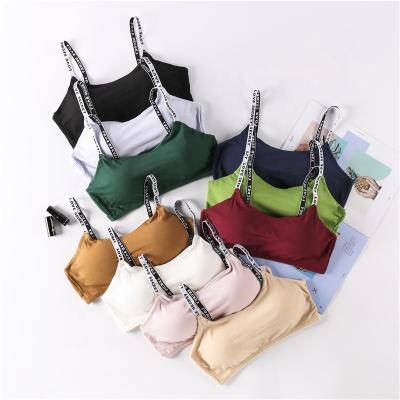 China Factory Wholesale Ladies Women's Underwear Fashion Letter Strap Design Sports Bra Antibacterial for sale