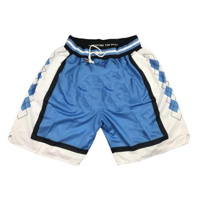 China New fashionable logo antibacterial custom made basketball pants and simple blue color basketball shorts for sale