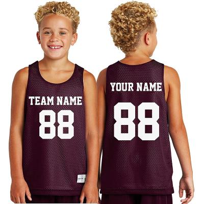 China Custom Polyester Basketball Uniform Youth Basketball Tank Top Antibacterial Sublimation Basketball Uniforms for sale