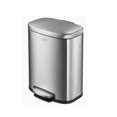 China Fingerprint Proof Stainless Steel Kitchen Trash Cans, Foot Pedal Trash Can, Soft Closed Lid Waste Bin for sale