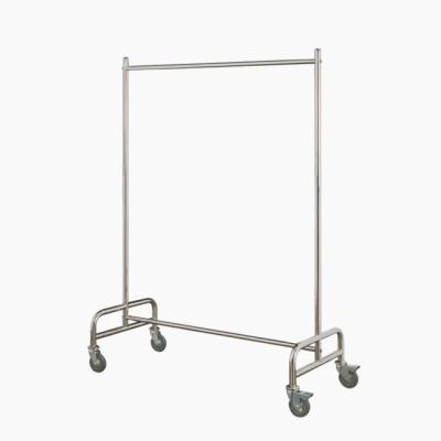 China Luxury Mobile Stainless Steel Coat Hanger Laundry Trolley Laundry Trolley Garment Rack Trolley for Hotel for sale