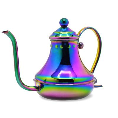 China WITH LID 304 stainless steel palace coffee pot 0.6mm long thin mouth hand made coffee pot for sale