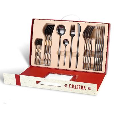 China 410 Stainless Steel Cutlery Set Flatware Set Knife Spoon Fork Viable Wedding Gift for sale