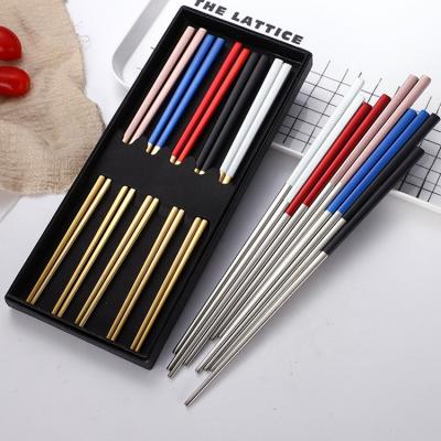 China Viable Hollow Gold Plated Polish Chopsticks Food Grade 304 Stainless Steel Mirror Metal Polish Set for sale