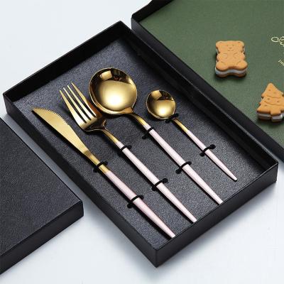 China Factory Stainless Steel Gift Box Viable Custom Flatware Sets Reusable Flatware Set for sale