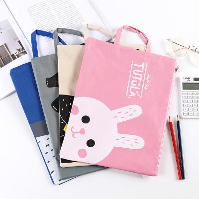 China Cartoon Folder Bag Cartoon Printing Portable Handbag A4 Oxford Canvas Document Paper Bag for sale