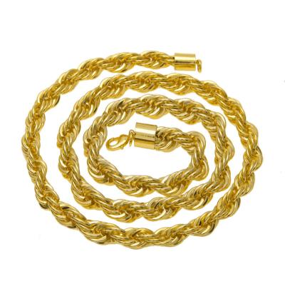 China Hot Selling Hiphop Mens Hip Hop Gold Plated Necklace 1cm Twist Necklace Raw Gold Plated Twisted Rope Chain for sale