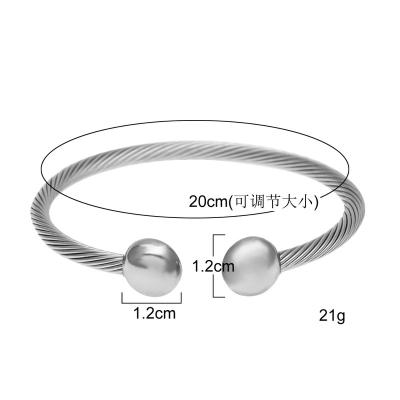 China Hiphop Hip Hop Bracelet Couples Stainless Steel Health Germanium Bracelet Open Magnetic Magnet Color Preserving Twisted Rope Bracelet for sale