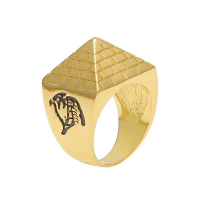 China Hiphop Hip Hop Vintage Pyramid Cone Ring Gold Plated Egyptian Stainless Steel Totem PYRAMID HIPHOP Rings for sale