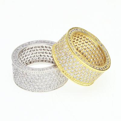 China Hiphop New Gold Plated BlingBling Zircon Rings Mens Micro Inlaid Hip Hop Ring Jewelry Original One Drop for sale