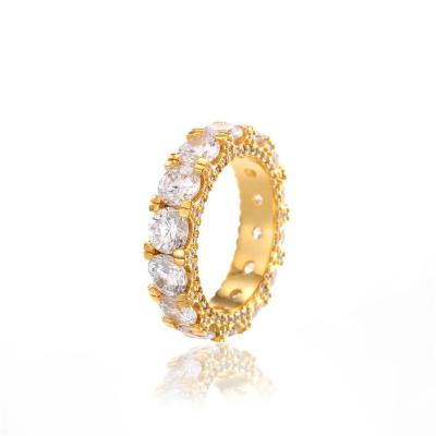 China Hiphop Hip Hop Women Rings New Zircon Ring Claw Set 3A 18K Gold Plated Zircon Nightclub Wedding Couples Ring for sale