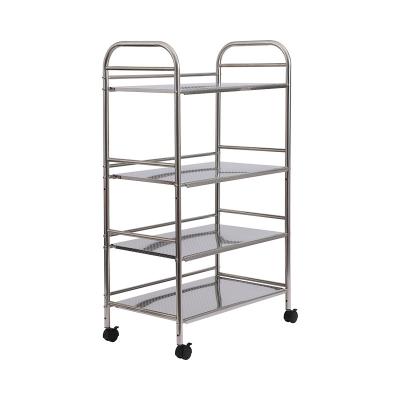 China 4 Tier Kitchen Storage Rack Stainless Steel Sustainable Shelving Cart On Wheels for sale