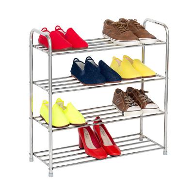 China Amazon Customized High Quality Eco-friendly 4 Layer Stainless Steel Metal Shoe Rack for sale