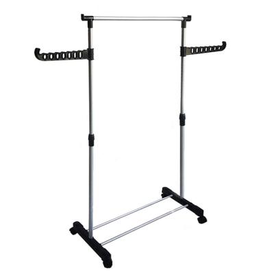 China Space Saving High Quality Adjustable Telescopic Garment Rack Hanging Single Pole Cloth Rack for sale