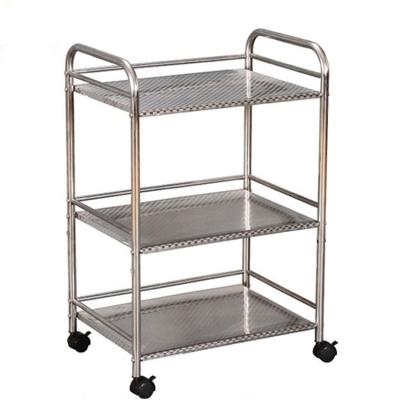 China Sustainable 3 Tier Kitchen Food And Microwave Oven Metal Square Tube Storage Carts for sale