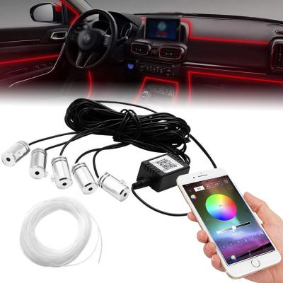 China Interior Light 6m Multicolor Atmosphere Light RGB EL Wire Phone App Neon Control Led Car Interior Strip Light for sale