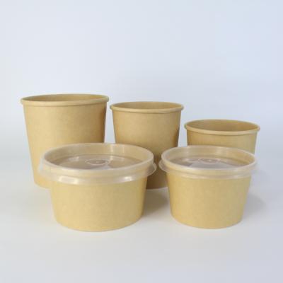 China Wholesale Biodegradable Disposable Kraft Paper Soup Container Takeaway Food Bowl With Lid for sale