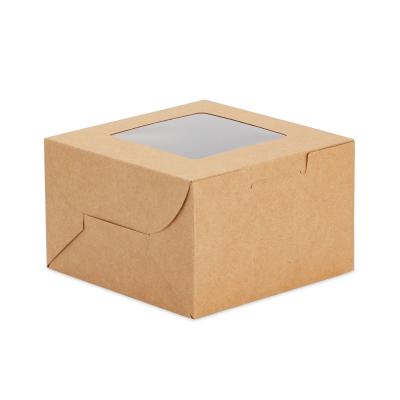 China Recycled Materials With Window Mini Kraft Paper Cake Box Biodegradable Disposable Cookie Candy Gift Box for sale