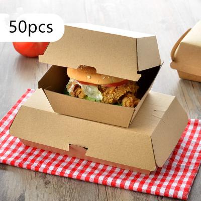 China Food Grade Paper Box Biodegradable Disposable Hamburger Fried Chicken Fries Takeout Packaging Boxes Customizable for sale