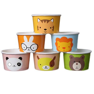 China Disposable Custom Printed Ice Cream Cup Disposable Desserts Roll With Lid for sale