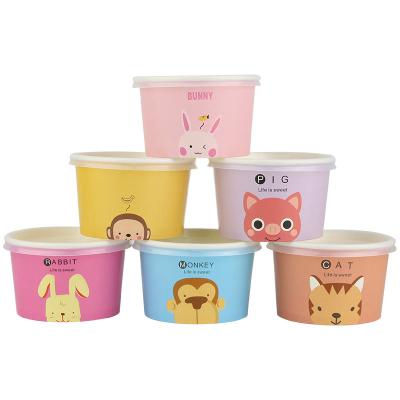 China Disposable High Quality Eco-Friendly Disposable PLA Coated Frozen Yogurt To Customize Ice Cream Paper Bowls With Lid for sale