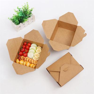 China Biodegradable Biodegradable Kraft Lunch Box Disposable Snacks Fried Chicken Fries Food Takeout Packing Boxes for sale