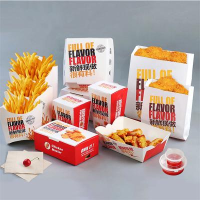 China Biodegradable Disposable Biodegradable Take Out Food Boxes French Fries Fried Chicken Nuggets Carton Food Packaging Paper Box for sale