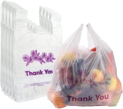 China Biodegradable Customized Plastic Printed Thank You For Handling T-Shirt To Carry Out Shopping Bag Blank for sale