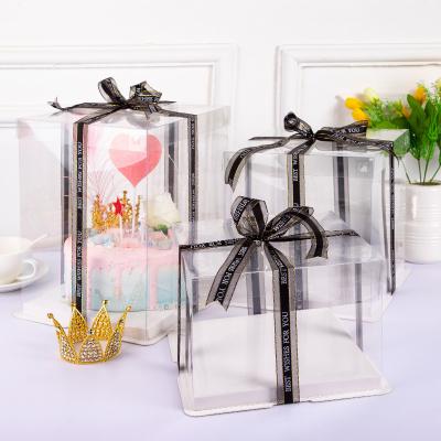 China Recycled Materials Food Grade Packaging Box Clear PET Box For Cake for sale