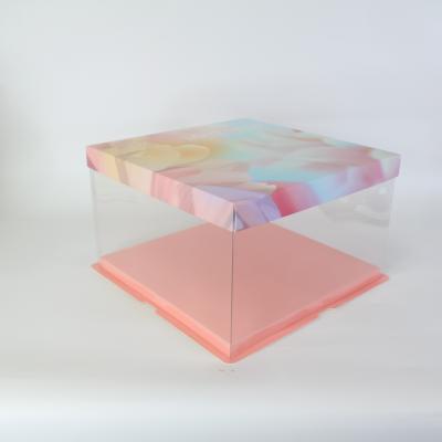 China Custom Clear Materials Christmas Recycled Transparent Cake Box With Lid for sale