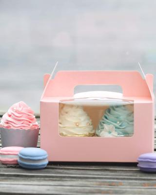 China Recycled Materials Lace Cup Cake Box With Insert Card For Gift Boxes With Clear Window To Show Cookies Cand Muffin Cake for sale