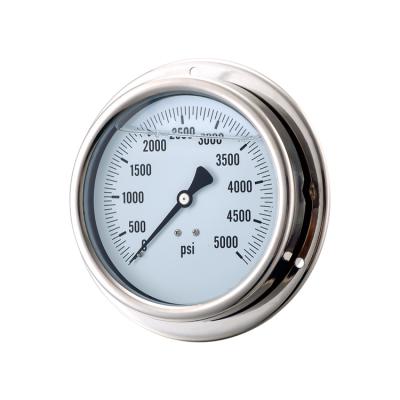 China Full Stainless Steel Band Edge Center Back Mount Axial Pressure Gauge Stainless Steel For Petroleum for sale