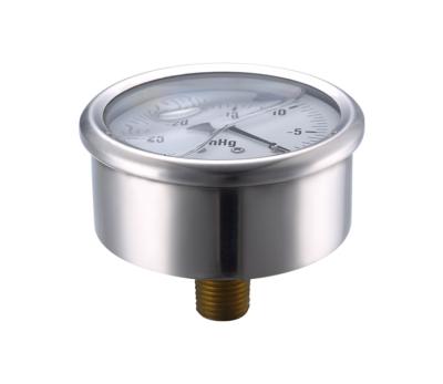 China Brass Internal Stainless Steel Case Liquid Filled Vacuum Indicated Pressure For Oil Pipeline for sale