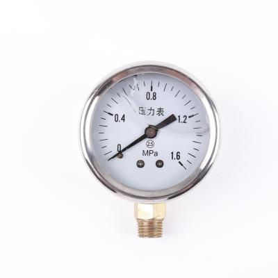 China Brass High Temperature Resistance Connection Liquid Filled Bottom Pressure Gauge For Industrial for sale