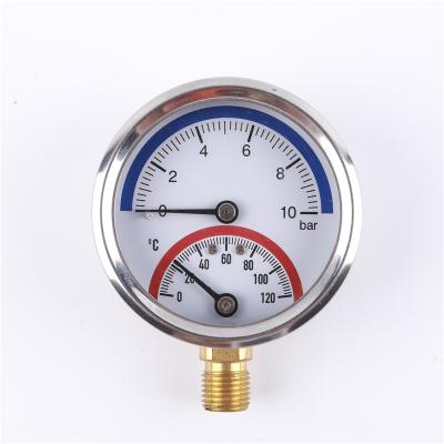 China Stainless steel case connection brass thermo-pressure gauge for industrial 60mm for sale