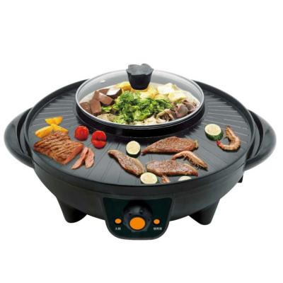 China Multi-functional electric hot pot smokeless portable Korean electric barbecue stove household barbecue stove with hot pot for sale